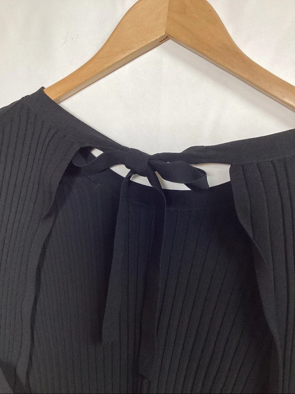 HELMUT LANG Ribbed Tie Back Sweater Black Size Small